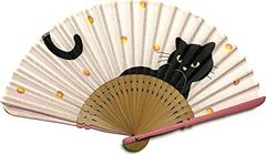 ネコ柄 扇子 レディース 婦人用 扇子セット せんす入れ 扇子袋付き 高級扇子 黒猫 キャンディー 6541