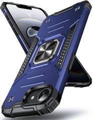 【新着商品】用 ケース 360度回転メタルリングキックスタンド付き 16e 米軍MIL 耐衝撃 車載ホルダー対応 iPhone スマホケース アイフォン16E/SE4 2025 カバー DASFOND 6.1 インチ ブルー