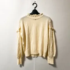 axes femme アクシーズファム 長袖ブラウス レース フリル アイボリー Mサイズ フェアリーコア 秋冬 かわいい