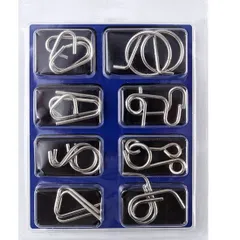 ミステリーリング 知恵の輪 8個セット 《青》 パズル チャイニーズリング 知育玩具[ゆうパケット発送、送料無料]mer004