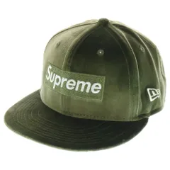 SUPREME (シュプリーム) 22AW ×NEWERA Velour Box Logo ニューエラ ベロア ボックスロゴ キャップ 帽子 カーキ