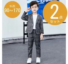 【2点セット】キッズ子供スーツ 　結婚式　入学式　卒業式卒園式　ピアノ発表会グレー チェック フォーマル グレンチェック ジャケット ズボン おでかけ 90 100 110 120 130 140 150 160 170