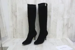 Salvatore Ferragamo  サルバトーレフェラガモ  ヴィラリボン  スウェードレザー ロングヒールブーツ  (7D) ブラック ※使用感あり