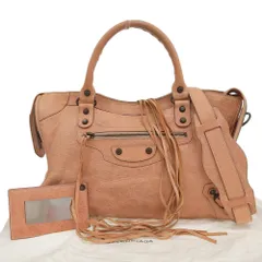 【本物保証】 布袋付 バレンシアガ BALENCIAGA ザ シティ 115748 2WAYバッグ ハンドバッグ ショルダー レザー ピンク