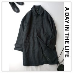 A DAY IN THE LIFE UNITED ARROWS ユナイテッドアローズ チェック 比翼 チェスターコート ステンカラー アウター 羽織 M グレー系 (KY＋1213)25F☆