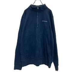 Columbia ハーフジップ ロゴスウェット トレーナー L ネイビー コロンビア 裏起毛 古着卸 アメリカ仕入 a608-5128