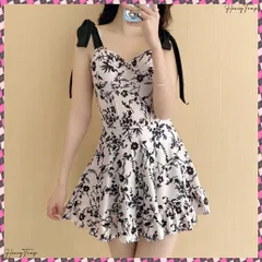 送料無料 レディースワンピース水着 体型カバー花柄 リボンストラップ水着 お洒落 スイムウエア 大人可愛い 海水浴 リゾート ビーチ オールインワン水着 露出控えめ 着やせ お洒落水着 20代 バンドゥワンピ水着 盛れるプール水着