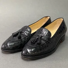 1l22 TANINO CRISCI タニノクリスチー 本クロコ タッセルローファー 36 1/2 ブラック レザー イタリア製 クロコダイル スリッポン シューズ 革靴のサムネイル