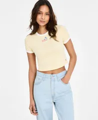 【送料無料】 リーバイス レディース シャツ トップス Women's Graphic Rickie Cotton Ringer T-Shirt Daisy Embroidery Double Cream