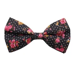蝶ネクタイ ボウタイ 簡易装着タイプ ブラック ドットフラワー