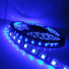 【在庫処分】防水 5050両面テープ12V 5 LEDテープ型 m 300連ストリップライトSMD5050青 LEDテープライト ブルー黒ベース 正面発光 ALITOVE イルミネーションLEDライト 切断可能