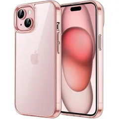 JEDirect iPhone 15 Plus 6.7インチ用 保護ケース 黄ばみなし 衝撃吸収 バンパーカバー 傷つけ防止 クリアバック (ピンク) 0