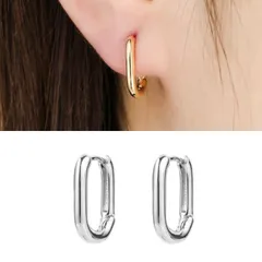 ピアス スクエア オーバル フープ リング 金属アレルギー対応 シルバー925 ゴールド キャッチレス レディース 女性 シンプル 上品 かっこいい おしゃれ カジュアル メール便