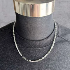3.8mm幅 太め ステンレス 小豆チェーンネックレス 50cm トレンド
