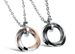 ペアネックレス  ペア ネックレス 2点セット ステンレス 3連リング