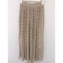 ◇ RAY CASSIN レイカズン 花柄 プリーツ ロング フレア スカート サイズF キャメル オフホワイト レディース  【中古】 【1205260005904】