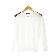 ブラックレーベルクレストブリッジ BLACK LABEL CRESTBRIDGE Tシャツ カットソー ロンT Vネック 長袖 切替 ワンポイント チェック 2 M 白 ホワイト /CK20 ■GY01