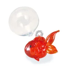 フォーカート かわいい手作り ガラス細工 浮玉 夏 金魚 幅:22 玉:20mm