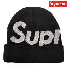 Supreme シュプリーム ビーニー ビッグロゴ リフレクティブ ニット帽 帽子 Big Logo Beanie Reflective ブラック