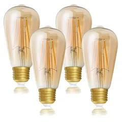 【在庫処分】FLSNT LED電球 E26口金 60W形相当 2200K 電球色 650lm エジソン電球 フィラメント電球 茶色 シャンデリア用 レトロ電球 雰囲気 高演色 広配光タイプ 非調光タイプ PSE認証済み 4個入