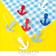 キッズ用 マリン系 アンカーの絡まないゴム 7個セット ヘアアクセ 可愛い おしゃれ 子供 キッズ ベビー ポイント消化 h-951