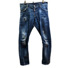 DSQUARED2 ディースクエアード 14AW SEXY TWIST JEANS ストレッチ ダメージ加工 セクシーツイスト スリム デニムジーンズ インディゴ S74LA0657