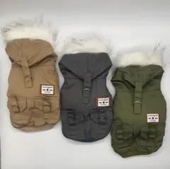 ミリタリーボア付きフードパーカー犬服