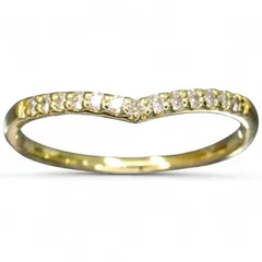18金 K18 ゴールド GOLD 750 天然ダイヤモンド0.10ct ハーフエタニティ V字 デザイン リング 指輪 約10号弱(9号半寄り) 総重量約0.90g ジュエリー 宝石 貴金属 レディース 普段使い【商品管理番号】QP41705220