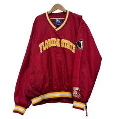STARTER ナイロンプルオーバー Lサイズ スターター プルオーバーナイロン プルオーバー カレッジ フロリダ大学 FLORIDA STATE ロゴ 刺繍 レッド イエロー 古着 X145