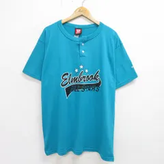 XL/古着 ウィルソン 半袖 ビンテージ Tシャツ メンズ 00s Elmbrook ヘンリーネック 薄紺 ネイビー 24jun27 中古