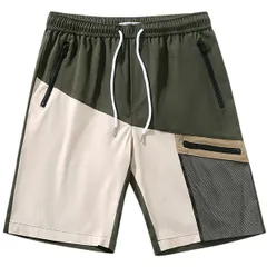 メンズ 水陸両用 水着 ハーフパンツ 海パン シンプル ポケット ファスナー付き ウエスト紐付き インナーなし 丈夫な生地感 スポーツ アウトドア 夏 黒 緑 mm-007