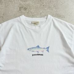 90s USA製 BANANA REPUBLIC Fishing Gear Room Printed T-shirt バナナリパブリック Tシャツ TEE バナリパ フィッシング トラウト ブラックバス 魚