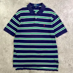 90年代 Polo by Ralph Lauren ポロバイラルフローレン ボーダーポロシャツ 鹿の子 メンズL 