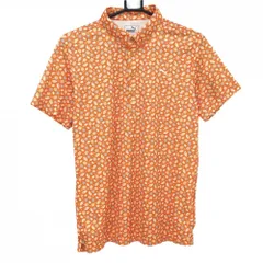 プーマ 半袖ポロシャツ オレンジ×白 総柄 貝殻 ボタンダウン  メンズ L ゴルフウェア PUMA