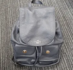 セール！美品！【1003N5】COACH コーチ　リュック　ネイビー　ターンロックシボ革レザー