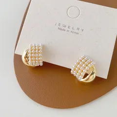 ピアス 小粒 パール ゴールド 4連 14K仕上げ シルバー925 優雅 オシャレ 大人気 可愛い 高級 ファッション