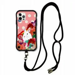 [iPhone14] スマホショルダー付 アニマル柄 動物 iPhone15 Pro i-coronケース iPhone 14 Pro 14 Plus 13 12 11 XR スマホケース 肩掛け 斜め掛け スマホ ショルダーストラップ うさぎランド ピンク 