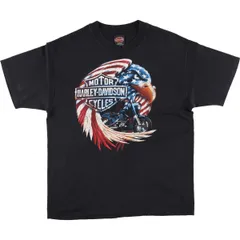 古着 Hanes BEEFY-T 青タグ Harley-Davidson 鷲柄 イーグル柄 モーターサイクル バイクTシャツ USA製 メンズL相当/evb030289