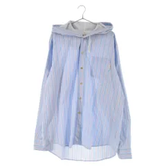 MARNI (マルニ) 23SS LONG SLEEVED HOODED OVERSHIRT ロングスリーブ フーディー ストライプ オーバーサイズシャツ 長袖シャツ 01SP 23 55839 ブルーのサムネイル