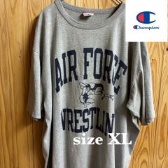 【古着】champion(チャンピオン)半袖Tシャツ XL グレー USA製 カレッジロゴ エアフォース レスリング アメカジ