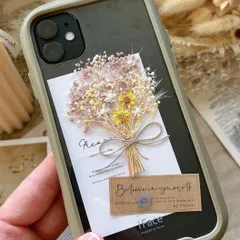 くすみピンク向日葵❁︎ スマホ　かすみ草　ケース　iface インナーシート　カード