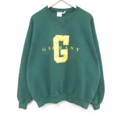 XL/古着 長袖 スウェット メンズ 90s ドイツ 刺繍 大きいサイズ クルーネック 緑 グリーン 24apr17 中古 スエット トレーナー トップス