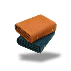 財布 メンズ 2つ折り 本革 日本製 イタリア製ヌメ革 コンパクト 箱状財布 ミニ財布 カードたくさん お札が折れない 深緑 キャメル  Folieno
