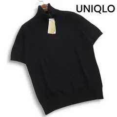 新品 未使用★ UNIQLO ユニクロ 秋冬 カシミヤ100% 半袖 セーター タートルネック ニット Sz.XL レディース 黒 大きいサイズ