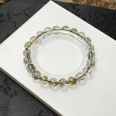 天然美品★【キラキラブラック＆ブラウンルチルクォーツ】★ブレスレット 天然石  8.8-9.3mm ZB8631
