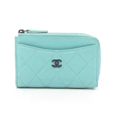 シャネル CHANEL コインケース マトラッセ フラグメントケース カードケース ライトグリーン レザー マトラッセ フラグメントケース レディース Used B