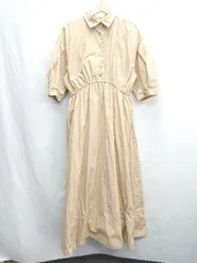 ◇ ⊂ MOUSSY ウエストゴム 半袖 ロング丈 ワンピース サイズ2 ベージュ レディース E  【1412260032209】