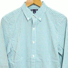 (^w^)b GAP ギャップ SLIMFIT スリムフィット 長袖シャツ ボタンダウン ライトブルー 水色 チェック 細身 カッコイイ 可愛い オシャレ キレイめ メンズ 紳士 サイズS爽やか トップス
