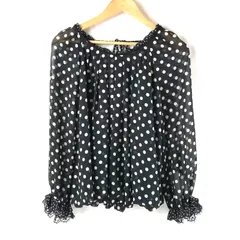 【美品】Lois CRAYON ロイスクレヨン◆黒ドット柄ハイネック長袖カットソー ブラウス ロイスクレヨン tシャツの通販