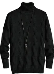 [アスペルシオ] リブニット タートルネック セーター b系 ロングスリーブ メンズ お洒落 ハイネック ニット プルオーバー ニットウェア トップス ストリート系 長袖 キレイめ ケーブルニット ながそで 長そで 袖あり そで [ダークブラック] [2XL]